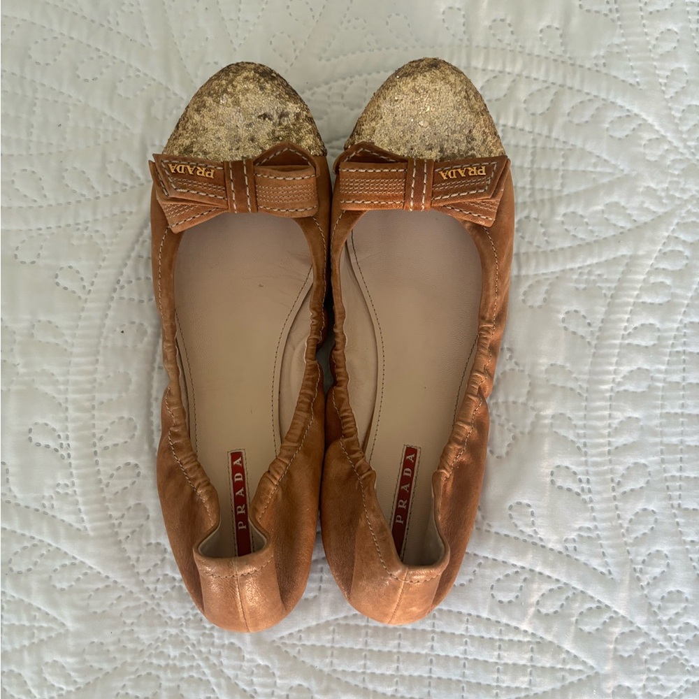 EUC Prada natural and glitter flats. - Picture 2 of 4